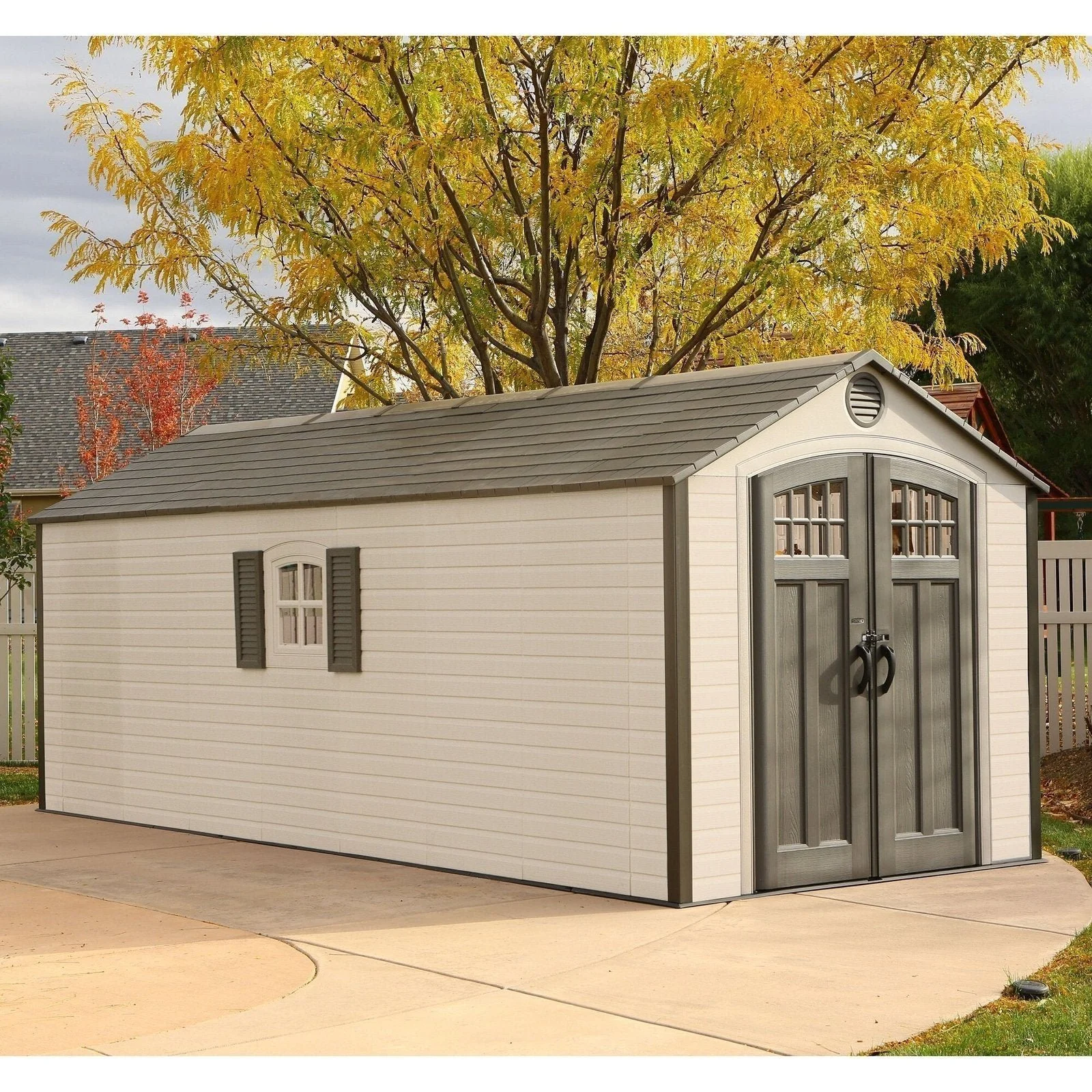 D Plastic Storage Shed 8 ft. W x 20 ft (White)