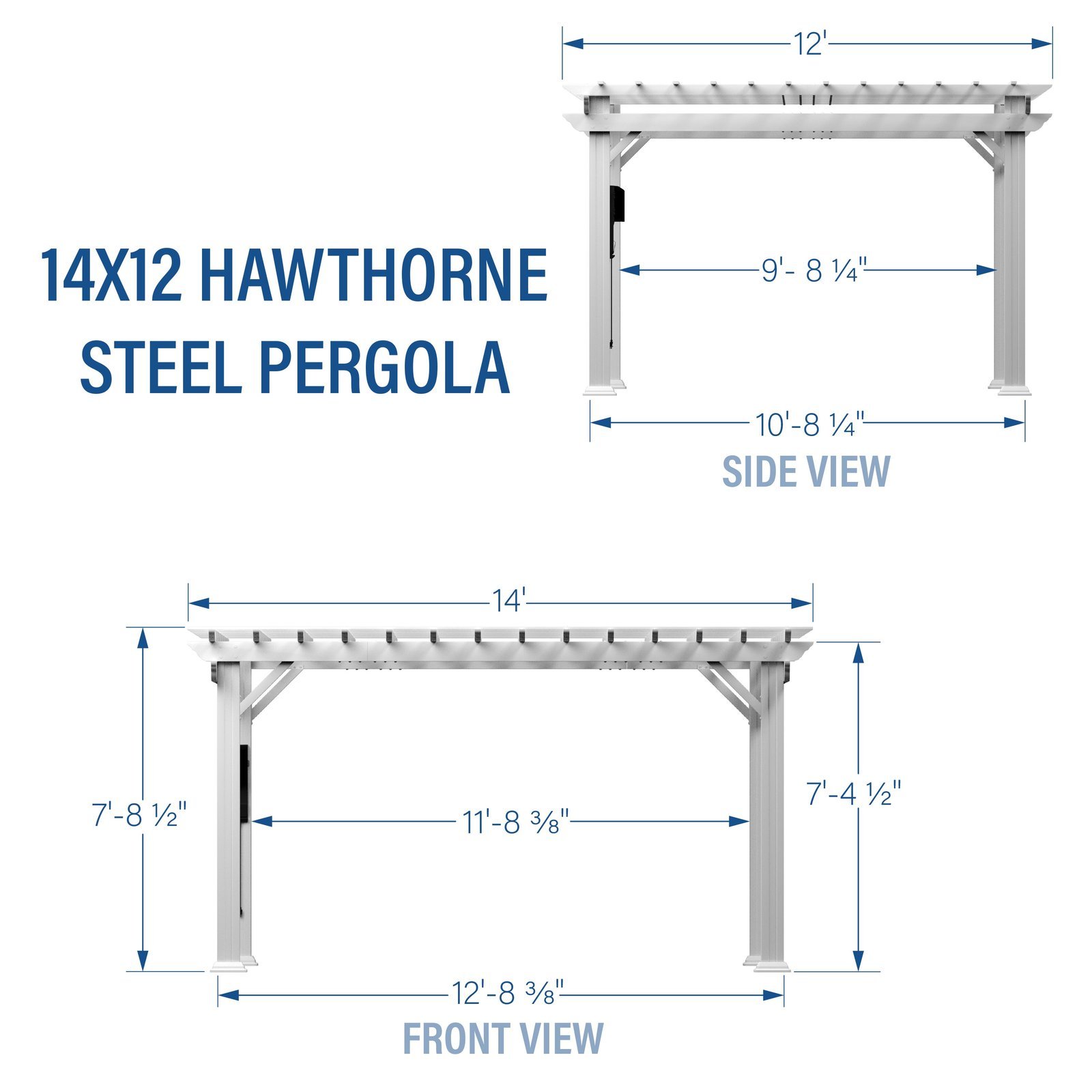 14x12 Hawthorne Traditional Steel Pergola With Sail Shade Soft Canopy - Image 4