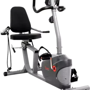 Sunny Health & Fitness Smart Recumbent Bike With Resistance Bands