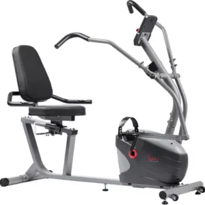 Sunny Health & Fitness Smart Magnetic Recumbent Bike With Arm Excercisers