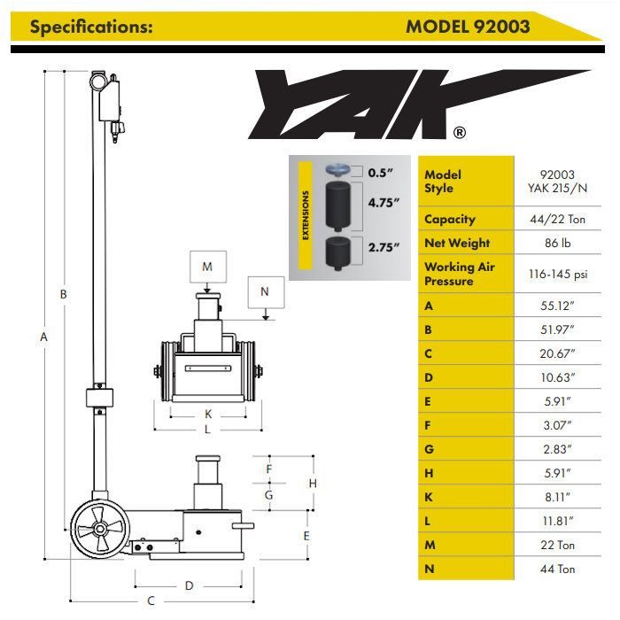 ESCO Yak 22-44 Ton Air Hydraulic Jack - Image 4
