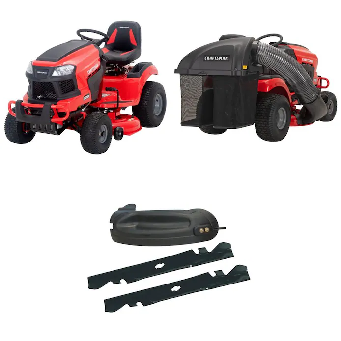 CRAFTSMAN T2200K Turn Tight 42-in Gas Riding Lawn Mower with Bagger and Mulch Kit