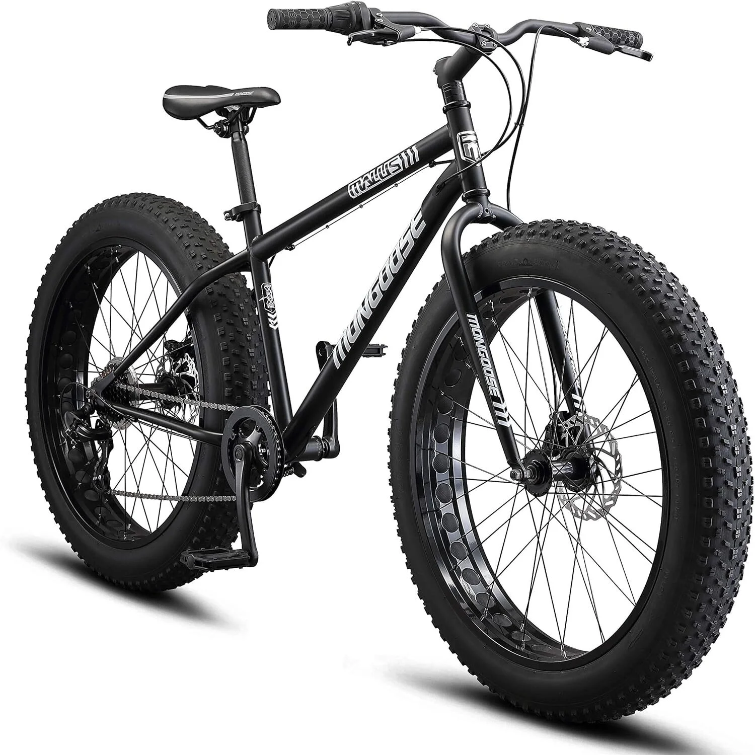 26" Mongoose Malus Adult Fat Tire Mountain Bike, Black
