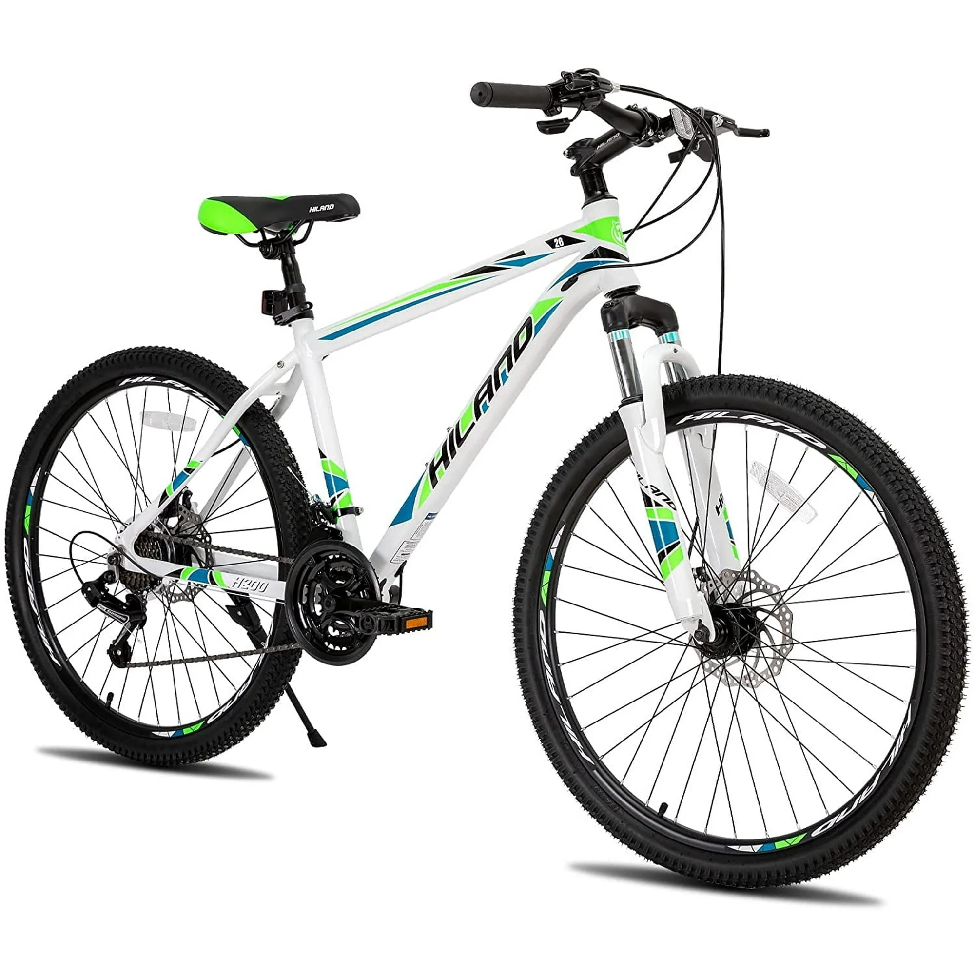 Hiland Mountain Bike, Multi-Spokes,Shimano 21 Speeds Drivetrain,Aluminum Frame 26 inch Wheels, Men's MTB Bicycle, White