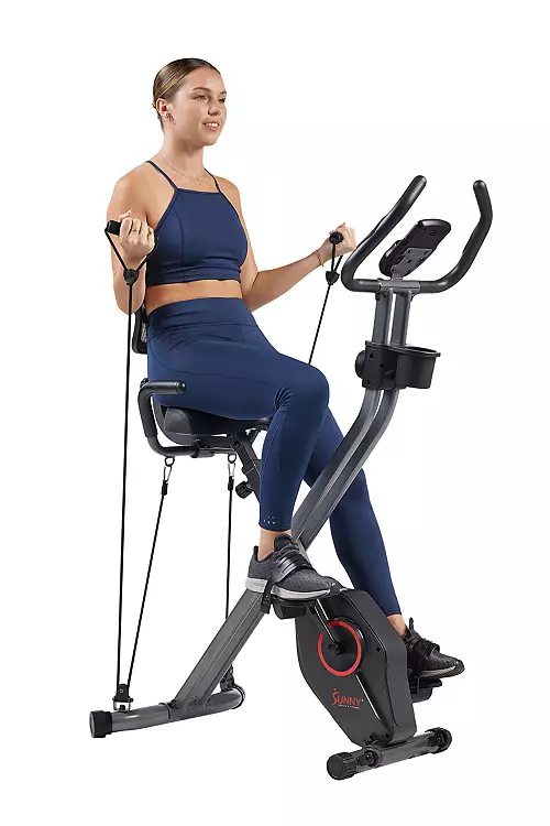 Sunny Health & Fitness Foldable Magnetic Recumbent X-Bike - Image 3