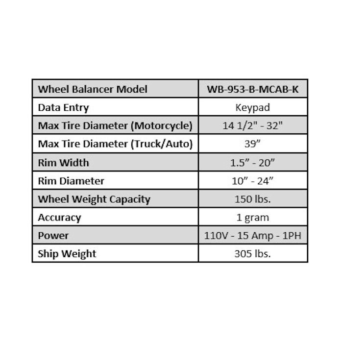 iDEAL WB-953-B-MCAB-K Motorcycle Wheel Balancer - Image 3
