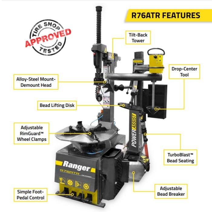 Ranger R76ATR Tilt-Back Tire Changer & Single Tower Assist - Image 3